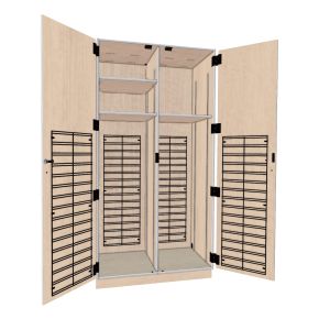 Fixed Media,2C Cabinet,Wenger Maple,Composite Wood, Cabinet Feature(s): Keyed Lock,Left Column Features:Organizer, (1) Adj Shelf ,Right Column Features: Organizer