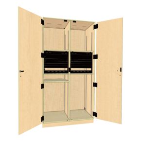 Fixed Media,2C Cabinet,Fusion Maple,Composite Wood, Cabinet Feature(s): Keyed Lock,Left Column Features:(1) Rack Mount, (1) Adj Shelf ,Right Column Features: (1) Rack Mount