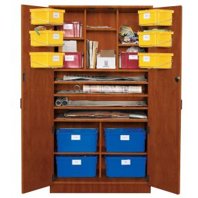 Poster/Teaching Storage Cabinet,Cherry,Composite Wood